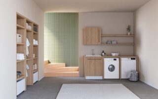Lavanderia in casa 12 Angolo lavanderia con mobili su misura e scaffalature